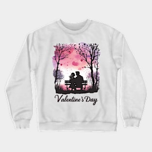 Romantic Pink Sunset: Valentine's Day Silhouette T-Shirt Crewneck Sweatshirt